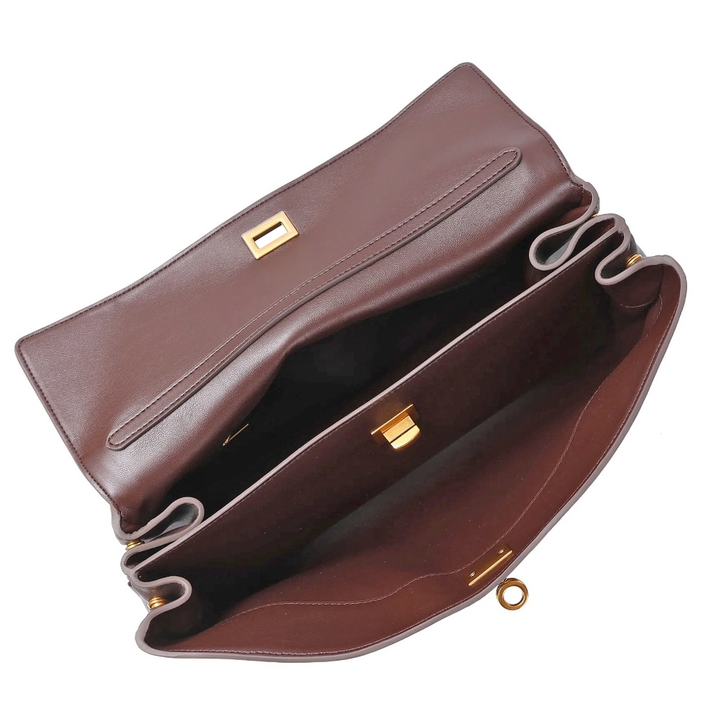 Tiffany & Fred Paris Versatile Elegance Genuine Leather Shoulder Satchel - Brown - Picture 4 of 5